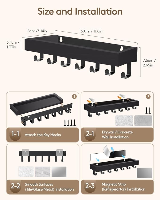 Key Holder Wall Mount Adhesive Magnetic - Image 6