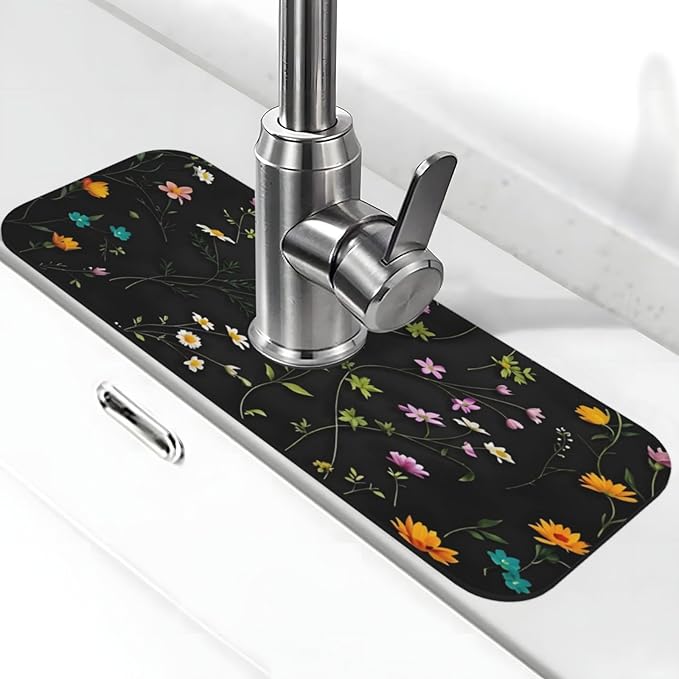 Flower Branch Pattern Design Cute Kitchen sink faucet pad, strong water by Unknown