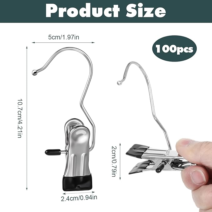 100 Pack Boot Hanger Clips Hooks, Heavy Duty Laundry Hooks - Image 2