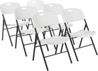 Amazon Basics Sturdy Foldable Plastic Chair, Portable, 350-Pound Capacity, White, 6-Pack by AmazonBasics