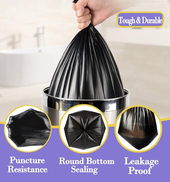 3 Gallon 120pcs Small black Trash Bags Plastic Strong black Garbage Bags - Image 3