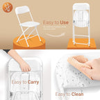 VINGLI 5 Pack White Plastic Folding Chair, Indoor Outdoor Portable Stackable Commercial Seat with Steel Frame 350lb. Capacity for Events Office Wedding Party Picnic Kitchen Dining - Image 3