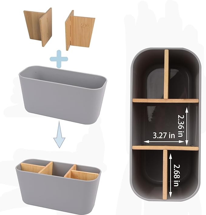 Toothbrush Holders for Bathrooms, Bamboo Tooth Brush Holder - Image 4