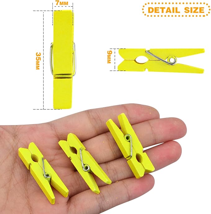 Jdesun 50pcs Photo Wood Clips Natural Wooden Mini Clothespins Paper Peg Pins - Image 3