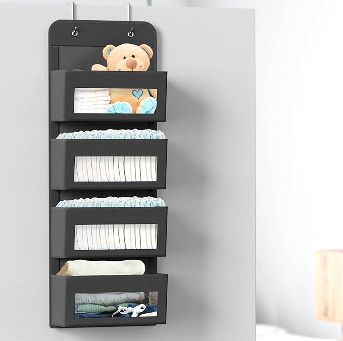 Simple Houseware 4 Clear Window Pocket Over Closet Door Storage Hanging - Image 6