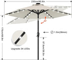 ABCCANOPY Durable Solar Led Patio Umbrellas with 32LED Lights 7.5FT (Light Beige) - Image 3