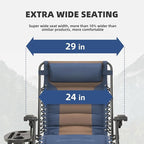Zero Gravity Chair Oversized Padded Recliner with Adjustable Headrest & Cup Holder - 600D Oxford Folding Lounge Chair for Outdoor Camping, Patio, Poolside (Brown & Blue) - Image 4