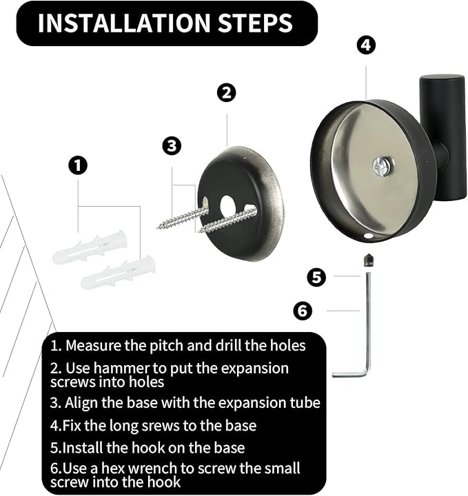 Vuzvuv 2-Pack Matte Black Wall-Mounted Towel Hooks, SUS304 Stainless Steel - Image 3