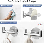 2 Pack Brushed Nickel Bathroom Hooks - Image 6