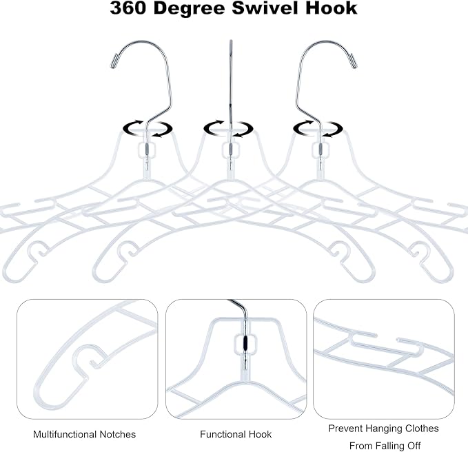 VWV 24pcs Clear Plastic Non-Slip Heavy Duty Hangers - Image 3