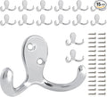 15 Pack Coat Hooks Wall Hooks for Hanging, Heavy Duty Double Prong Metal Hook by CBWLWJ