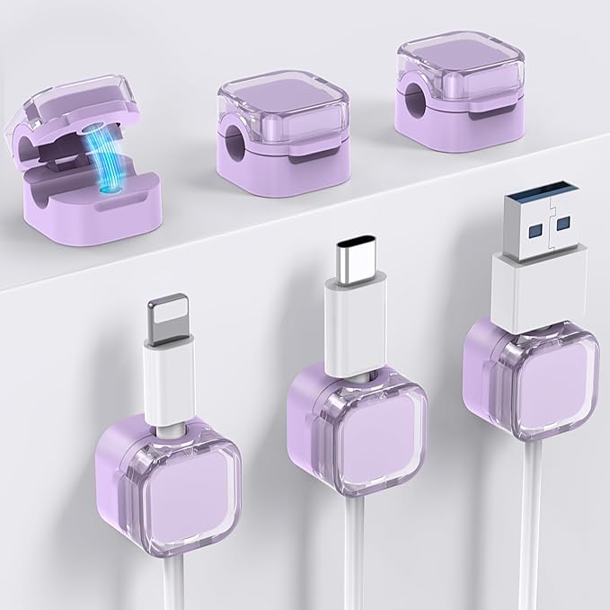 AhaStyle 6 Pack Magnetic Cable Organizer Cord Holders Clips Strong Adhesive by AHASTYLE