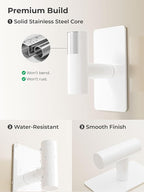 Towel Hooks for Bathrooms – 4 Pack, Smooth White Finish, T-Shaped Stainless - Image 4