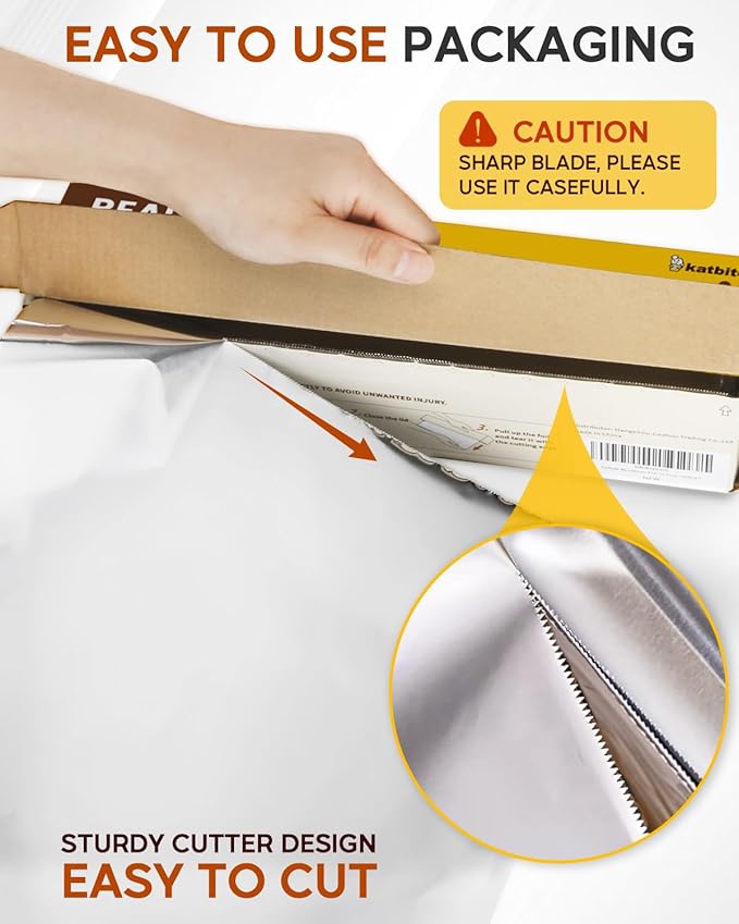 Katbite Aluminum Foil Roll, Heavy Duty 12inx150ft, 30 Micron Thick Strong Foils - Image 4