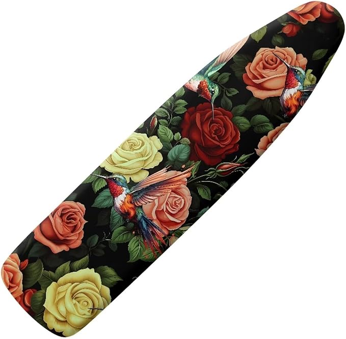 Hummingbird Rose Ironing Board Cover Standard Size 15 x 54 Stain Resistant by Vanideaoty