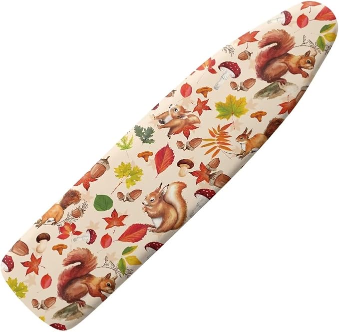Fall Squirrel Leaves Tabletop Ironing Board Cover Standard Ironing Board by Darisoco