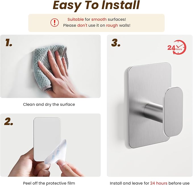 Heavy Duty Self Adhesive Hooks - 26lb Max - Image 8