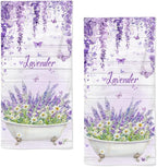 Lavender Hand Towels Set of 2 Lightweight Breathable Purple Floral Bath Towels by qiuhuang