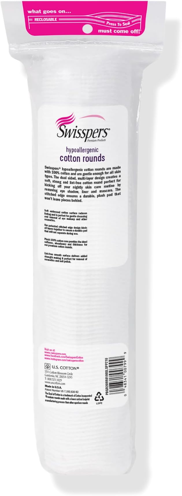 Swisspers Premium Cotton Rounds, Dual Sided Pads - Image 9