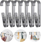 6Pcs Laundry Hooks with Clips Hanger Closet Organizer Clamps Hanging Socks Boot by DEFRKO
