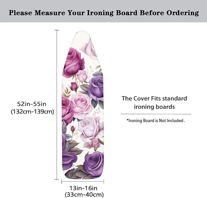 ZDCUSTOM Purple Flower Ironing Board Cover Ironing Board Replacement Pad and - Image 5