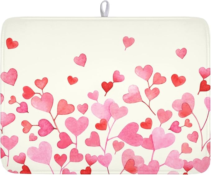 Valentine's Day Dish Drying Mat by Kawani