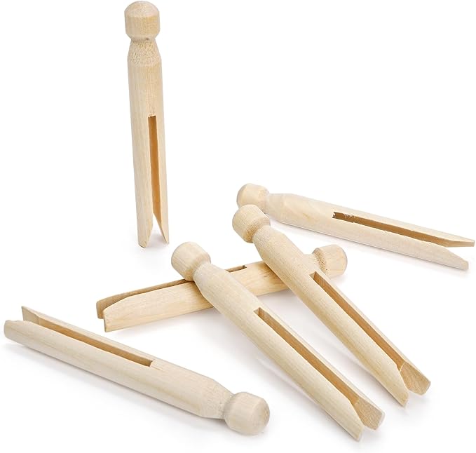 TOPZEA 100 Pack Round Wooden Clothespins, Old Fashioned Unfinished Wood Doll - Image 3