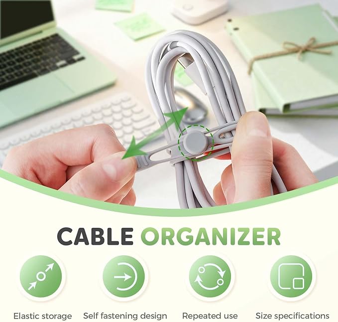 Data Cable Organizer, 2025 New Silicone Cable Ties Cable Management Organizer - Image 6
