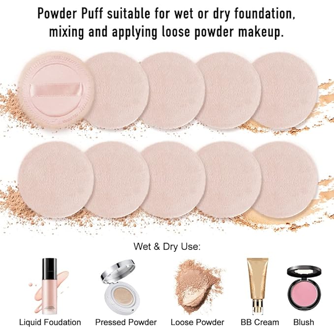 10pcs Powder Puff Cotton Cosmetic Face Makeup Powder Puffs Pads - Image 2