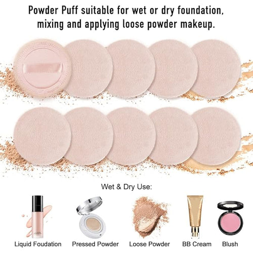 10pcs Powder Puff Cotton Cosmetic Face Makeup Powder Puffs Pads - Image 2