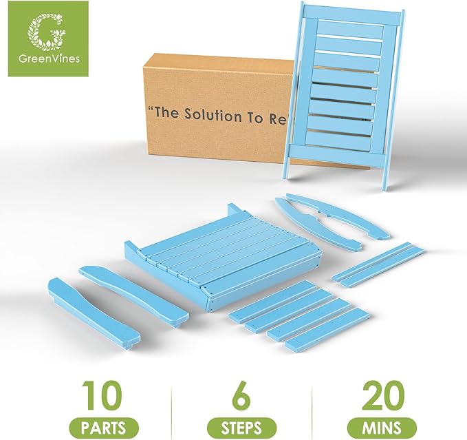 GREENVINES Outdoor Rocking Chairs | Set of 2 | Porch Rocker | HDPE Plastic | Arctic | Oversized Rockers | High Back | Big & Tall | Ladder Back | for Patio Outside Backyard Balcony Garden - Image 8