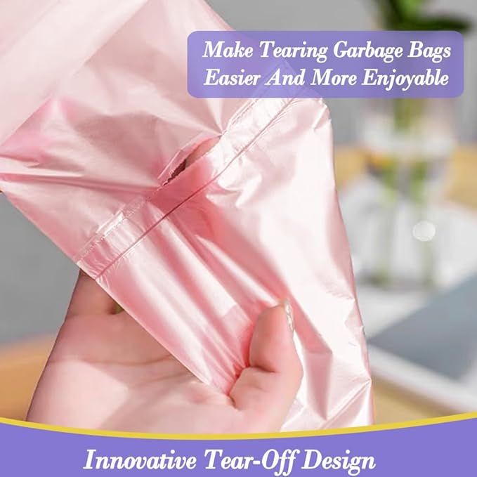 3 Gallon 180pcs Small Pink Trash Bags Plastic Strong Pink Garbage Bags - Image 4