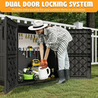 LHBcraft Outdoor Storage Cabinet 36 Cu Ft with Lockable Doors, Portable Horizontal Resin Storage Shed - Easy to Assemble, Waterproof Small Storage Shed with Floor Black - Image 5