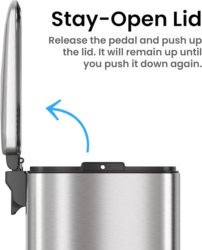 iTouchless 1.32 Gallon SoftStep 2.0 Bathroom Trash Can - Image 5