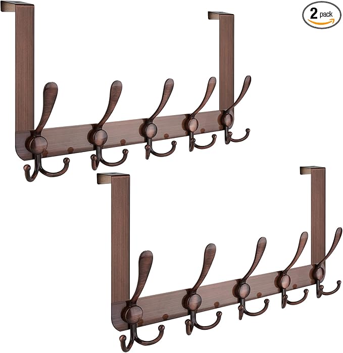 TICONN Over The Door Hooks, 5 Heavy Duty Tri Coat Rack All Metal Coat Hanger by TICONN