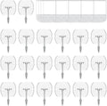 20 Hooks-25 Removable Strips, Small Clear Wire Hooks Value Pack, Damage Free by CARAINBO