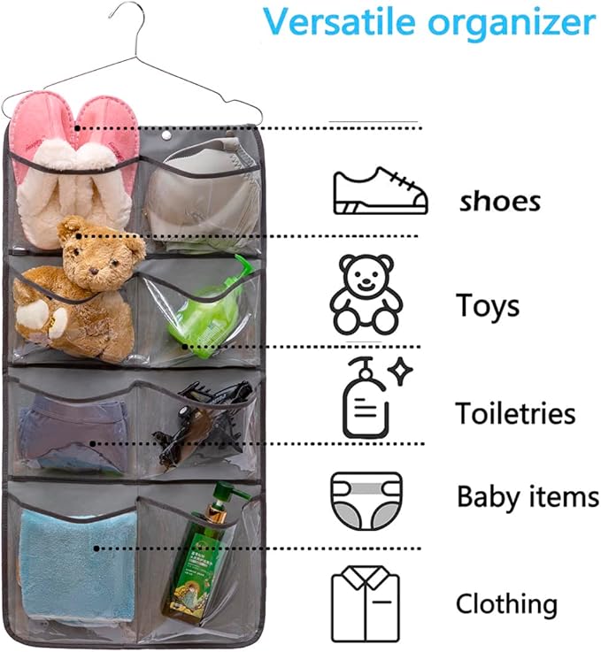 Dual Sided Hanging Closet Organizer Durable Socks Stocking Clothes Bra - Image 2