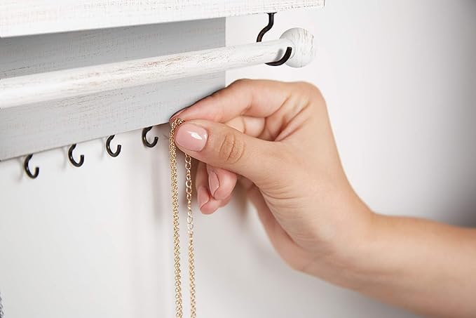 Rustic White Necklace Jewelry Organizer - Image 5
