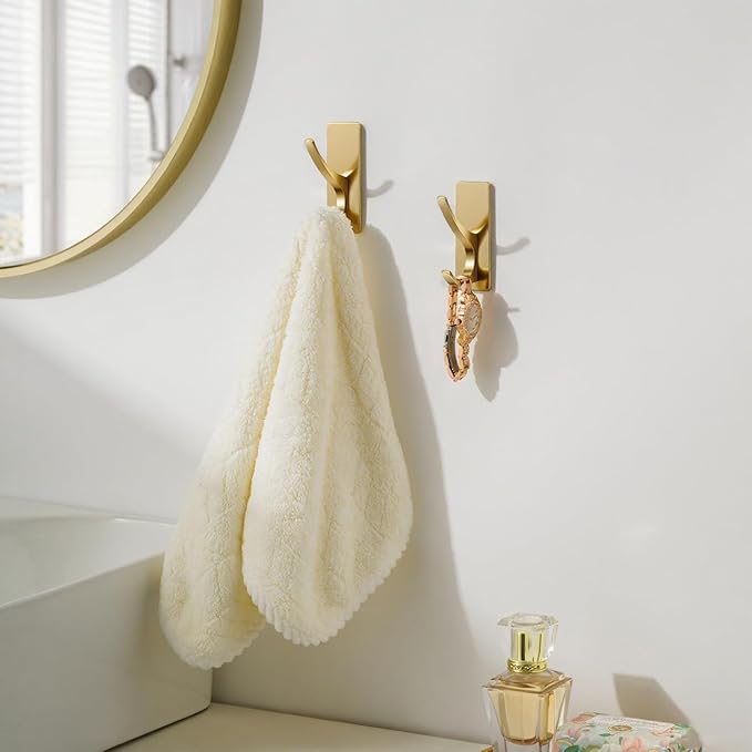 Gold Self Adhesive Towel Hooks, Extra Sticky and Strong 10LB, Stainless Hook - Image 6