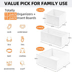 Criusia Closet Drawer Organizer Clothes, 15 Pack White Dresser Organizer - Image 4