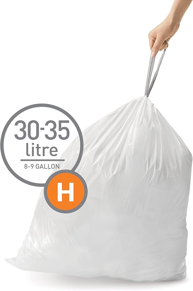 simplehuman Code H 100 Count, Dispenser Pack Custom Fit Liners, Drawstring - Image 2