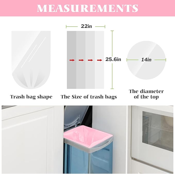 8 Gallon 200 Counts Clear Colorful Trash Bags Kitchen Garbage Bags by Teivio - Image 2