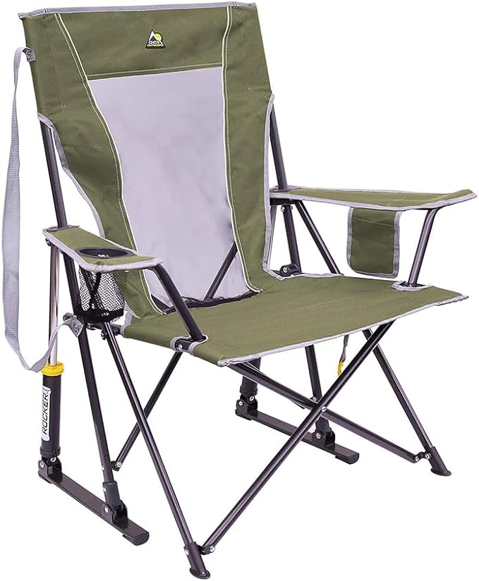 GCI Outdoor Comfort Pro Rocker Camping Chair | Portable Folding Rocking Chair with Durable Armrests & Drink Holder — Loden Green by GCIOUTDOOR