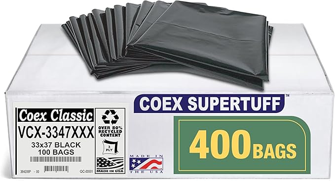 Aluf Plastics - Value COEX 3 Ply Garbage Bags, 33 Gallon, 2 Mil by AlufPlastics
