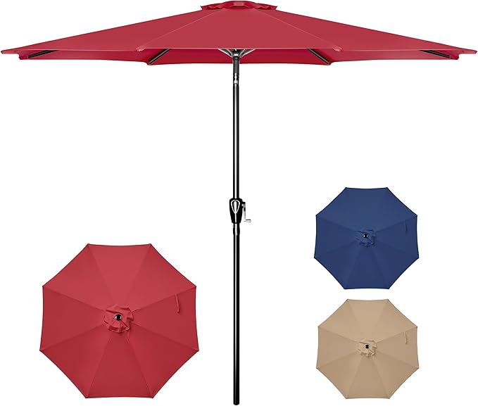 Simple Deluxe 9' Patio Umbrella Outdoor Table Market Yard Umbrella with Push Button Tilt/Crank by SimpleDeluxe