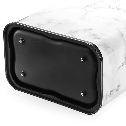 Coloch 2.4 Gallon/9L Rectangle Marble Print Metal Trash Can, Stainless Steel - Image 4