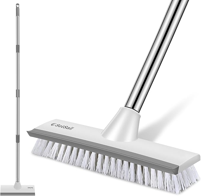 SetSail Floor Scrub Brush with 51-Inch Long Adjustable Handle 2 in 1 Scrape by SetSail