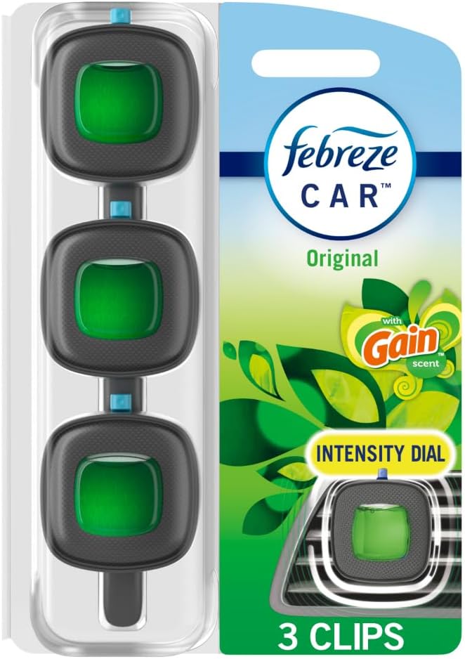 Febreze Car Air Freshener, Odor-Fighting Automotive Vent Clip, Gain Original by Febreze