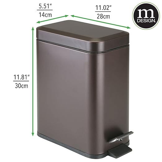 mDesign Metal Freestanding Slim Toilet Bowl Brush and Holder + Rectangle Narrow - Image 5