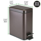 mDesign Metal Freestanding Slim Toilet Bowl Brush and Holder + Rectangle Narrow - Image 5